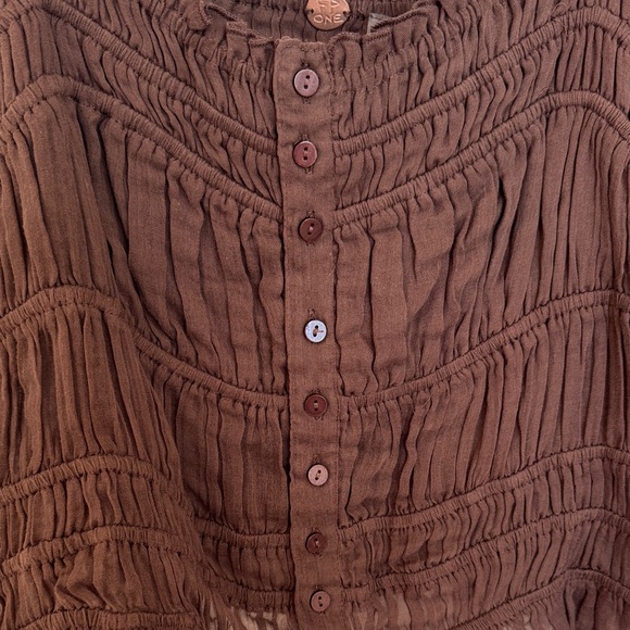 Brown Free People Ruffled Women's Crop Top - Picture 2 of 8